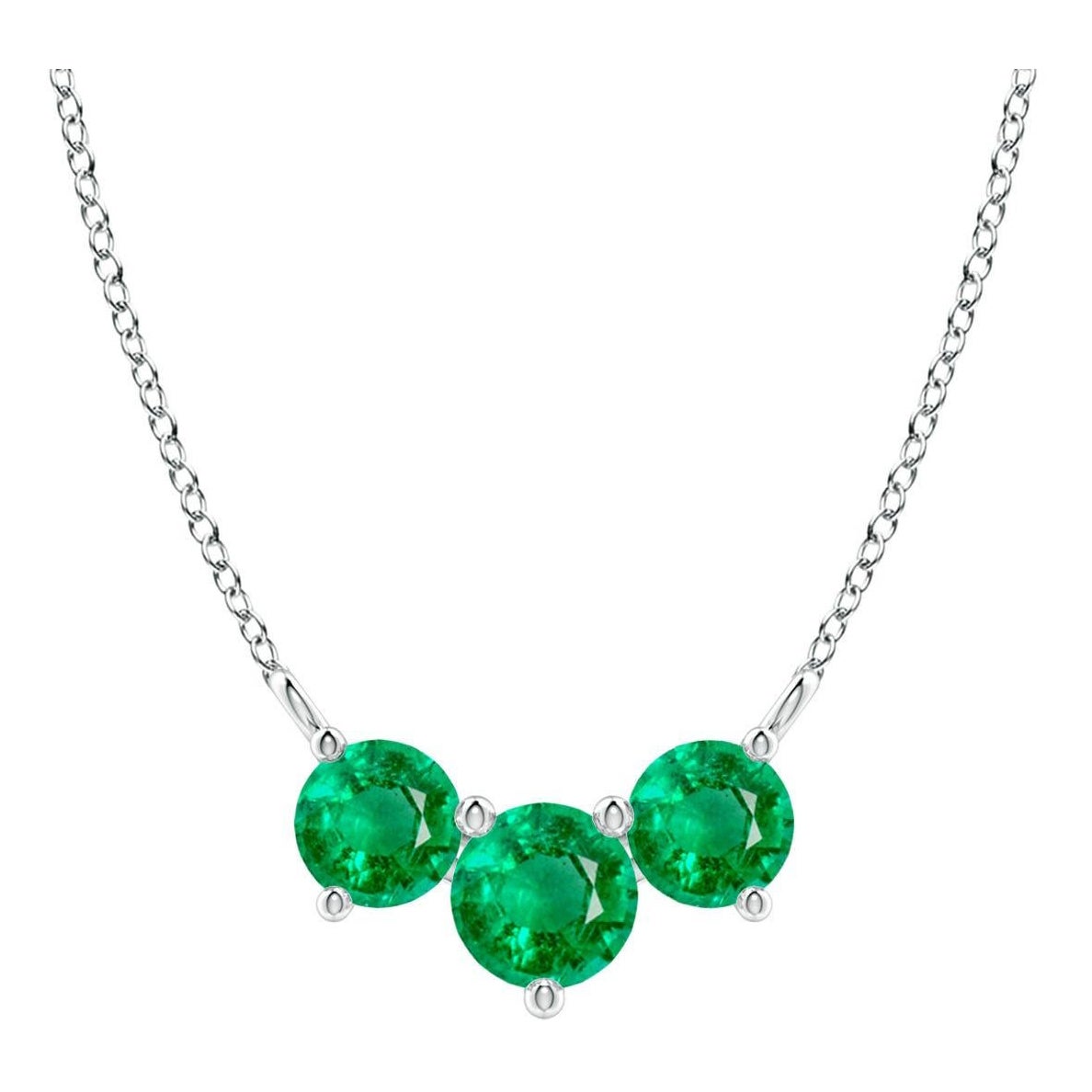 Collier d'émeraudes classiques en or blanc 14 carats ANGARA Nature Trio pour femmes