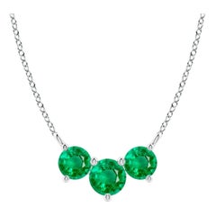 Collier d'émeraudes classiques en or blanc 14 carats ANGARA Nature Trio pour femmes