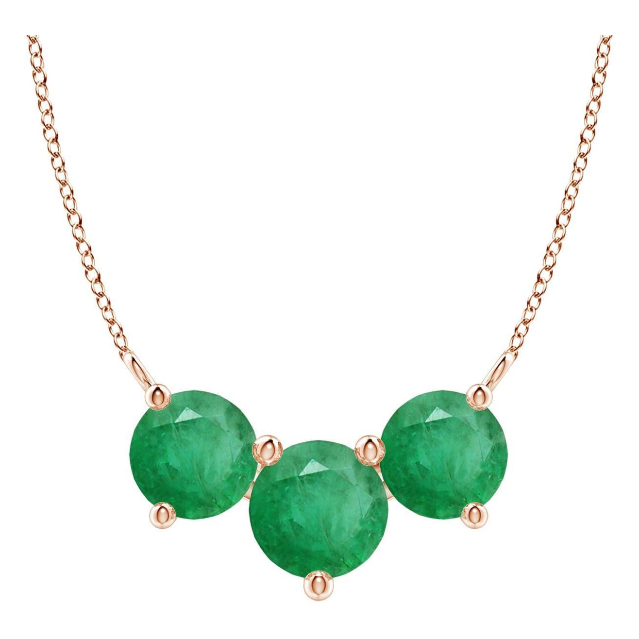 ANGARA Collier d'Emeraudes Classiques Naturelles Trio Rondes 1.2 ct en Or Rose 14K