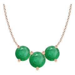 ANGARA Collier d'Emeraudes Classiques Naturelles Trio Rondes 1.2 ct en Or Rose 14K