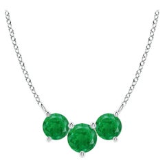 Collier d'Emeraudes Classiques Trio Naturelles en Platine pour Femmes ANGARA