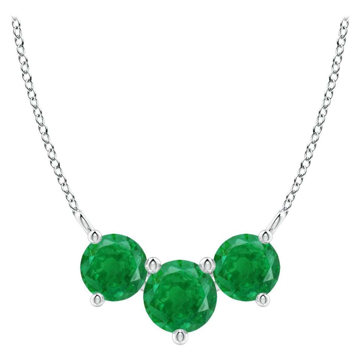 Collier d'Emeraudes Classiques Trio Naturelles en Platine pour Femmes ANGARA en vente