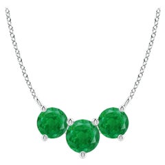 Collier d'Emeraudes Classiques Trio Naturelles en Platine pour Femmes ANGARA