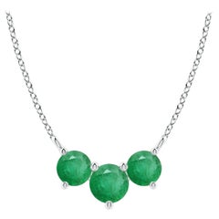 Collier d'émeraudes classiques en or blanc 14 carats ANGARA Nature Trio pour femmes