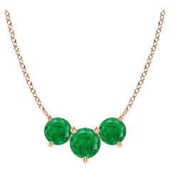 ANGARA  Collier d'émeraudes rondes Nature Trio en or rose 14 carats pour femmes