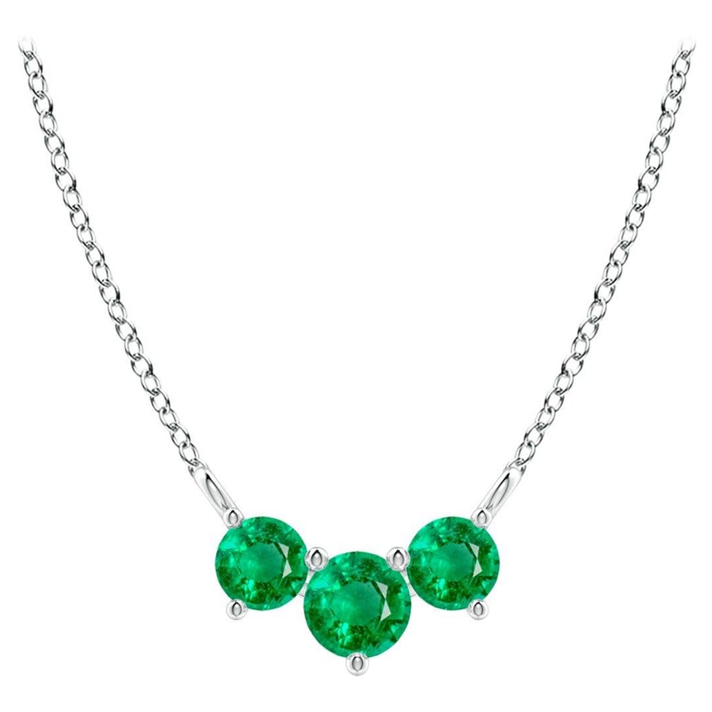 Collier d'Emeraudes Classiques Trio Naturelles en Platine pour Femmes ANGARA en vente