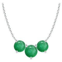 Collier d'émeraudes classiques en or blanc 14 carats ANGARA Nature Trio pour femmes