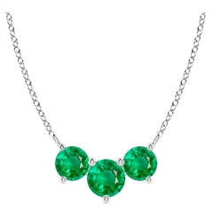 Collier d'Emeraudes Classiques Trio Naturelles en Platine pour Femmes ANGARA
