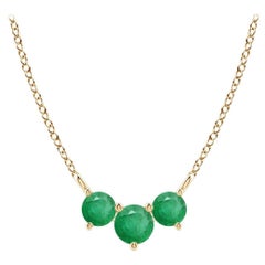 Collier d'émeraudes classiques en or jaune 14 carats pour femmes ANGARA Nature Trio