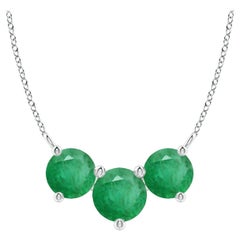 ANGARA Collier d'Emeraudes Classiques Naturelles Trio Rondes 1.2 ct en Or Blanc 14K