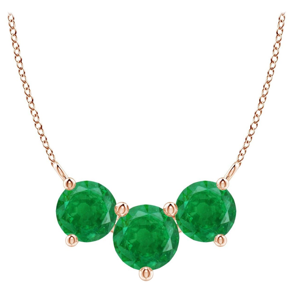 ANGARA Collier d'Emeraudes Classiques Naturelles Trio Rondes 1.2 ct en Or Rose 14K