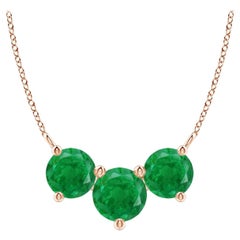 ANGARA Collier d'Emeraudes Classiques Naturelles Trio Rondes 1.2 ct en Or Rose 14K