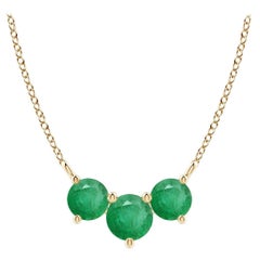 Collier d'émeraudes classiques en or jaune 14 carats pour femmes ANGARA Nature Trio