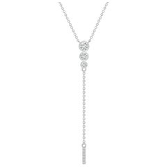 Angara Natural Three Stone Bezel-Set Diamond Lariat Necklace in 14K White Gold