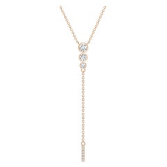 Angara Natural Three Stone Bezel-Set Diamond Lariat Necklace in 14K Rose Gold