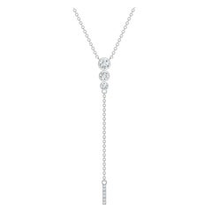 Angara Natural Three Stone Bezel-Set Diamond Lariat Necklace in Platinum