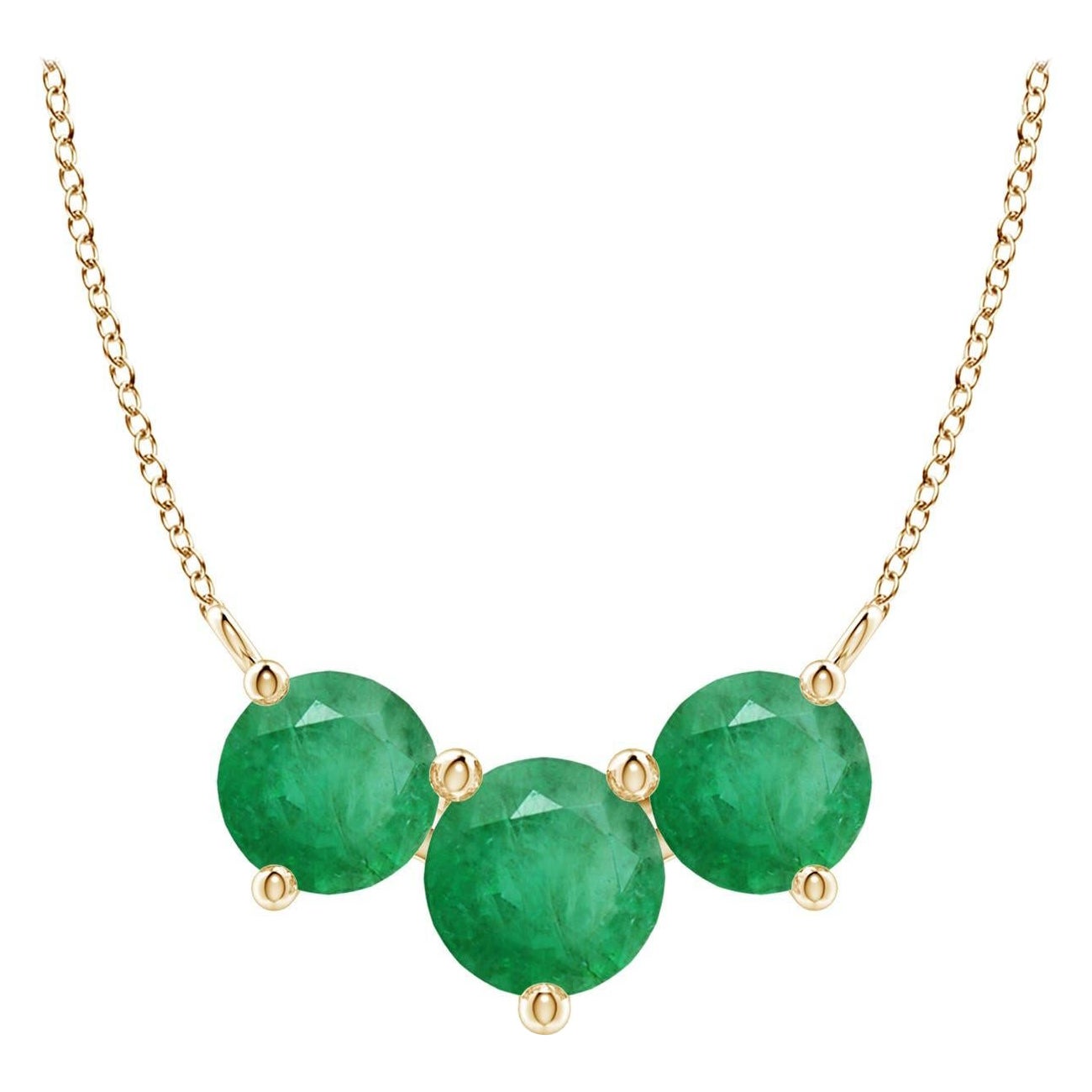 ANGARA Collier d'Emeraudes Classiques Naturelles Trio Rondes 1.2 ct en Or Jaune 14K