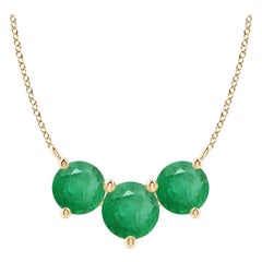 ANGARA Collier d'Emeraudes Classiques Naturelles Trio Rondes 1.2 ct en Or Jaune 14K