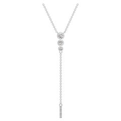 Angara Natural Three Stone Bezel-Set Diamond Lariat Necklace in 14K White Gold