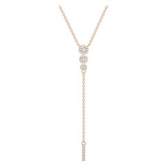 Angara Natural Three Stone Bezel-Set Diamond Lariat Necklace in 14K Rose Gold