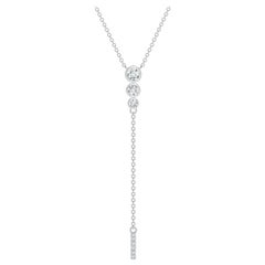 Angara Natural Three Stone Bezel-Set Diamond Lariat Necklace in Platinum