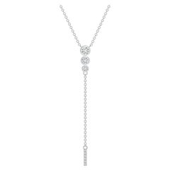 Angara Natural Three Stone Bezel-Set Diamond Lariat Necklace in Platinum