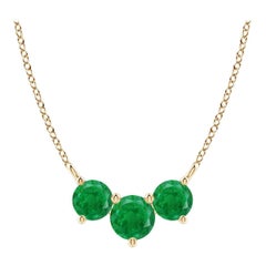 Collier d'émeraudes classiques en or jaune 14 carats pour femmes ANGARA Nature Trio