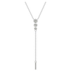 Angara Natural Three Stone Bezel-Set Diamond Lariat Necklace in 14K White Gold