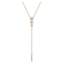 Angara Natural Three Stone Bezel-Set Diamond Lariat Necklace in 14K Rose Gold