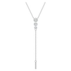 Angara Natural Three Stone Bezel-Set Diamond Lariat Necklace in Platinum
