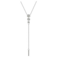 Angara Natural Three Stone Bezel-Set Diamond Lariat Necklace in 14K White Gold