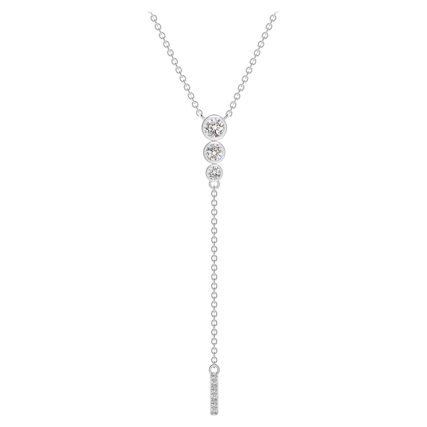 Angara Natural Three Stone Bezel-Set Diamond Lariat Necklace in Platinum