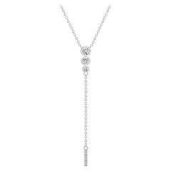 Angara Natural Three Stone Bezel-Set Diamond Lariat Necklace in Platinum