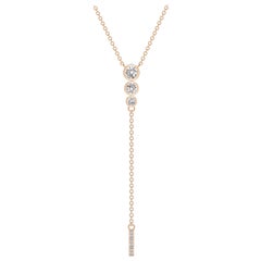 Angara Natural Three Stone Bezel-Set Diamond Lariat Necklace in 14K Rose Gold