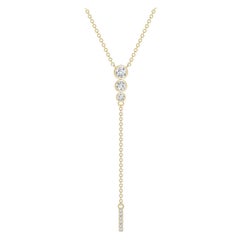 Angara Natural Three Stone Bezel-Set Diamond Lariat Necklace in 14K Yellow Gold