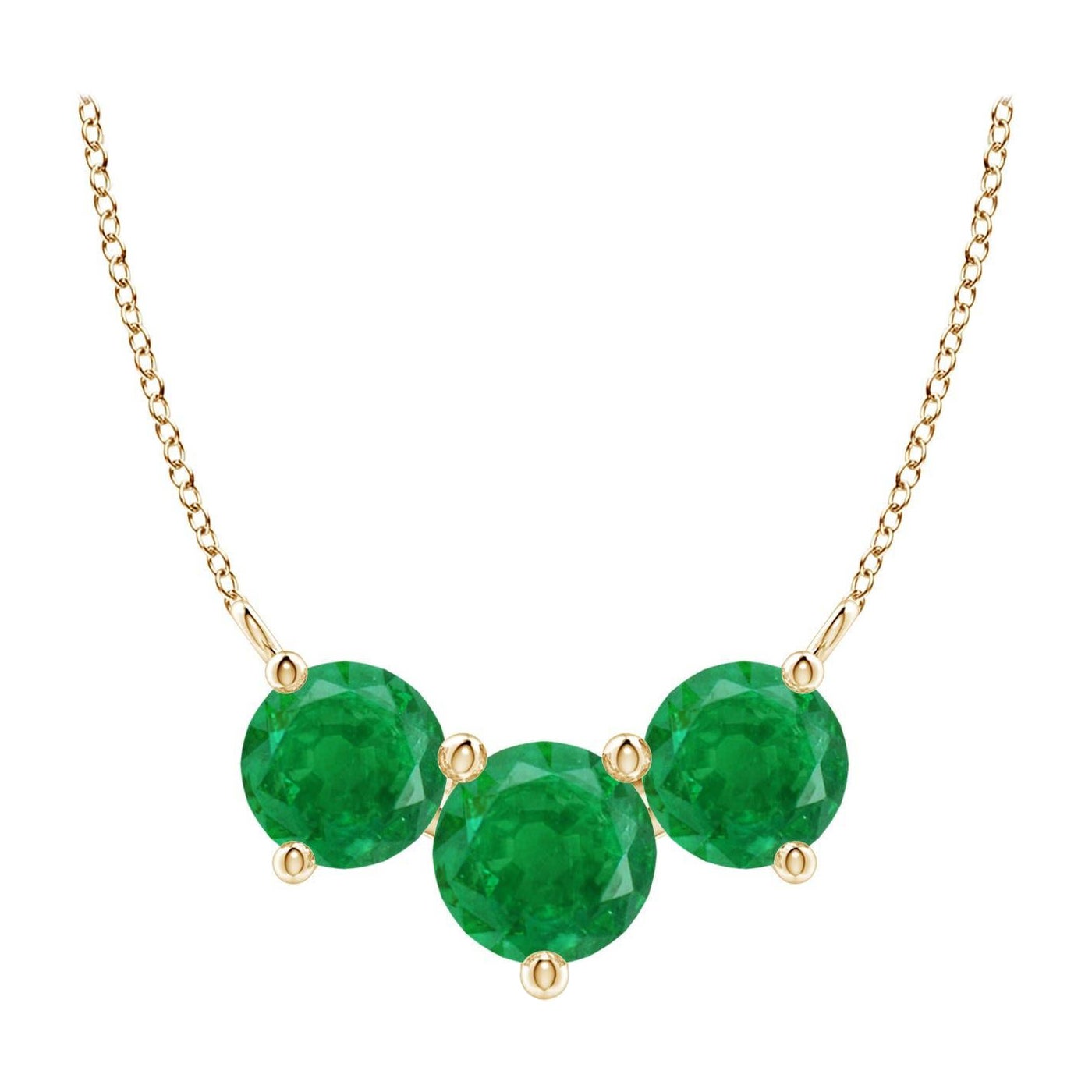 ANGARA Collier d'Emeraudes Classiques Naturelles Trio Rondes 1.2 ct en Or Jaune 14K