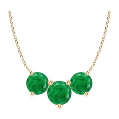ANGARA Collier d'Emeraudes Classiques Naturelles Trio Rondes 1.2 ct en Or Jaune 14K