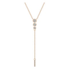 Angara Natural Three Stone Bezel-Set Diamond Lariat Necklace in 14K Rose Gold