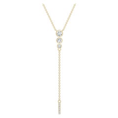 Angara Natural Three Stone Bezel-Set Diamond Lariat Necklace in 14K Yellow Gold