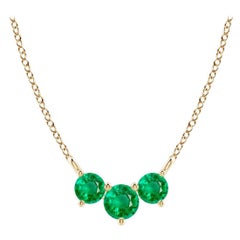 Collier d'émeraudes classiques en or jaune 14 carats pour femmes ANGARA Nature Trio
