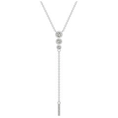 Angara Natural Three Stone Bezel-Set Diamond Lariat Necklace in Platinum