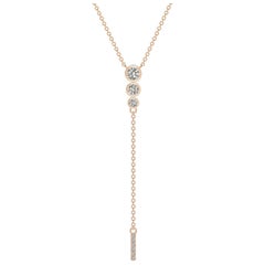 Angara Natural Three Stone Bezel-Set Diamond Lariat Necklace in 14K Rose Gold