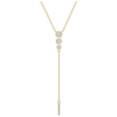 Angara Natural Three Stone Bezel-Set Diamond Lariat Necklace in 14K Yellow Gold