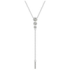Angara Natural Three Stone Bezel-Set Diamond Lariat Necklace in Platinum