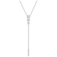 Angara Natural Three Stone Bezel-Set Diamond Lariat Necklace in 14K White Gold