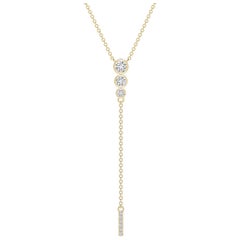 Angara Natural Three Stone Bezel-Set Diamond Lariat Necklace in 14K Yellow Gold