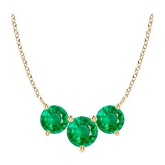 Collier d'émeraudes classiques en or jaune 14 carats pour femmes ANGARA Nature Trio