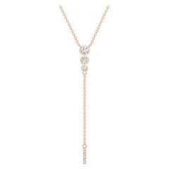 Angara Natural Three Stone Bezel-Set Diamond Lariat Necklace in 14K Rose Gold