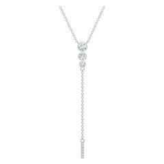Angara Natural Three Stone Bezel-Set Diamond Lariat Necklace in 14K White Gold