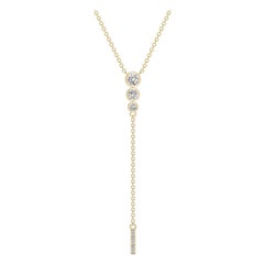 Angara Natural Three Stone Bezel-Set Diamond Lariat Necklace in 14K Yellow Gold